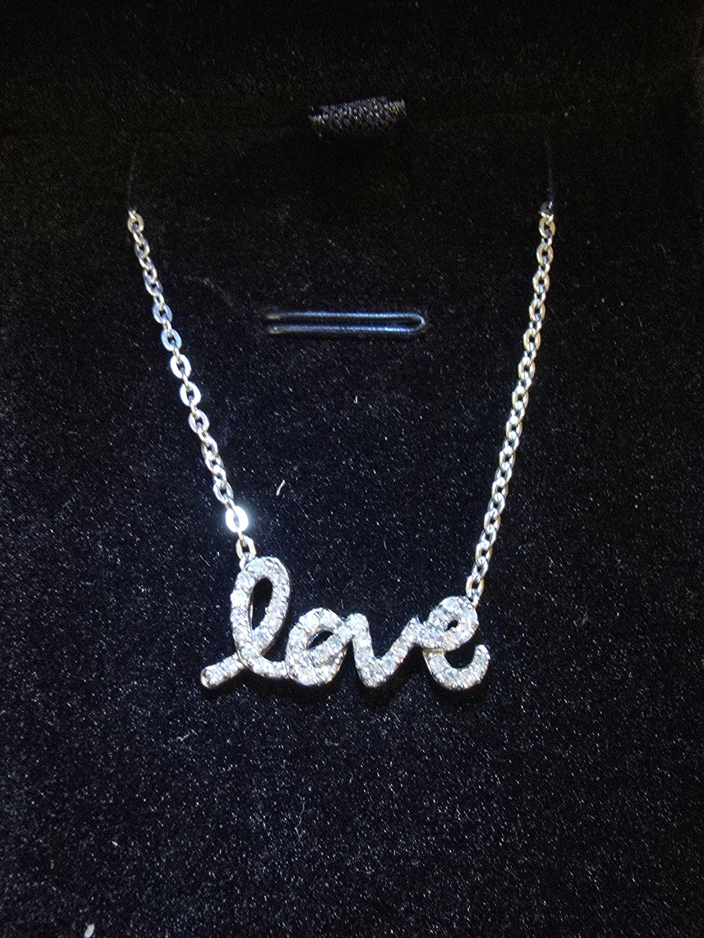 Natural Diamond “Love” Script Necklace | Sterling Silver | Genuine Diamond